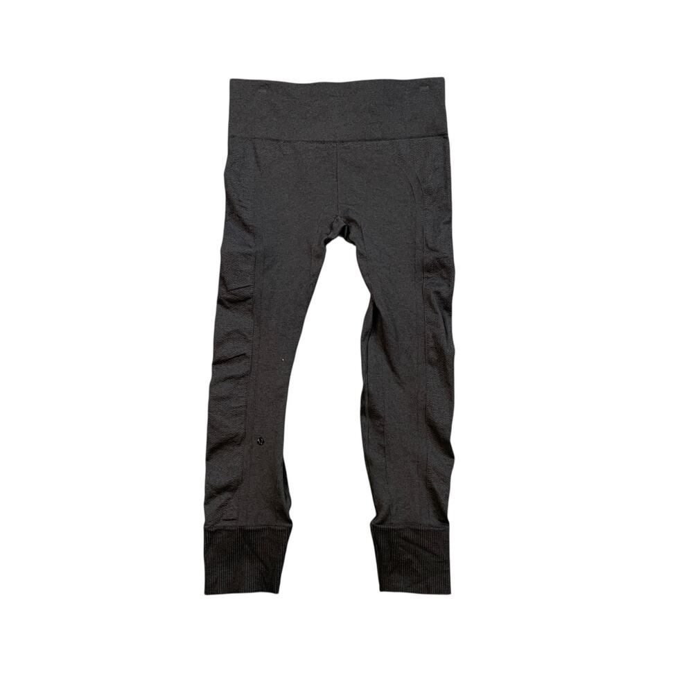 Lululemon Leggings Womens 8 Gray Ribbed Flow To Cropped Compression Pull On